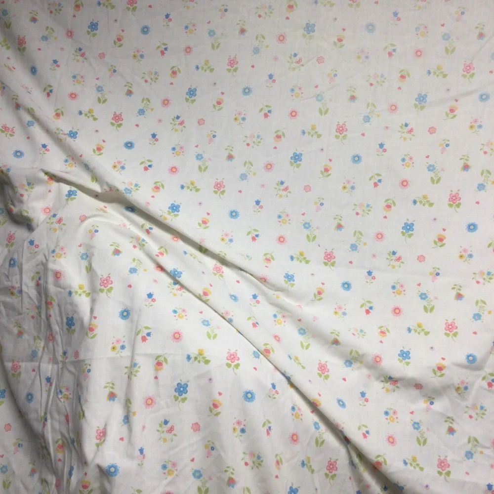 Wamsutta Vintage Queen Flat Floral Sheet Blue Pink Yellow Green